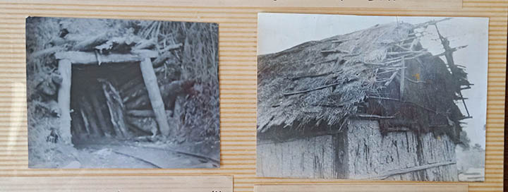 左图为残留的羊桥箐矿井，后被本地农夫建复开采。右图为残留的工棚。.jpg